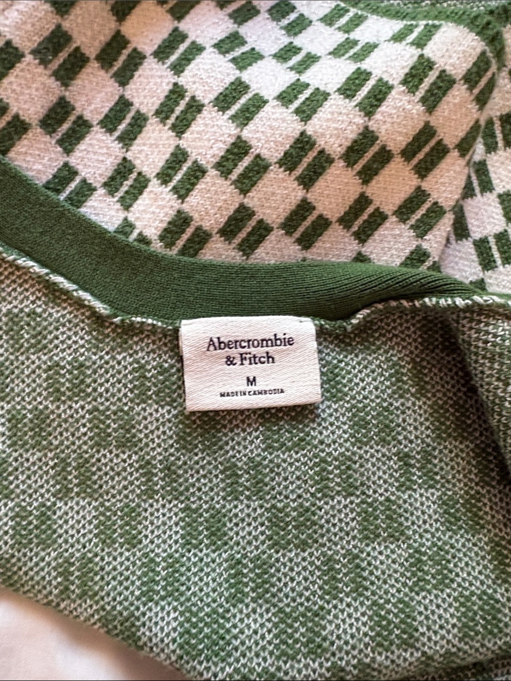 Abercrombie & Fitch Green and Cream Checker Knit Tank - Picture 3 of 3